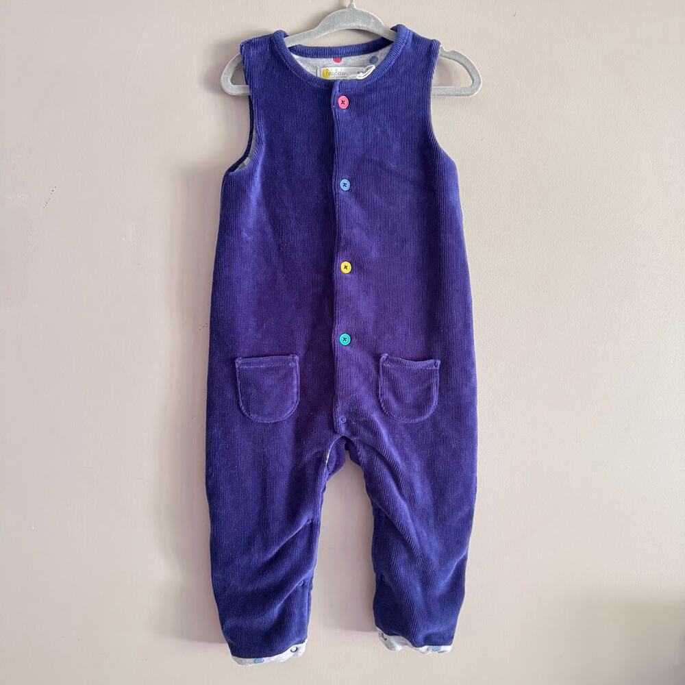 Baby Boden Blue Corduroy Button Front Overalls Colorful Buttons 18-24M